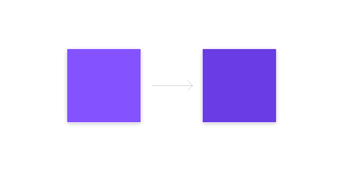 Old purple color swatch with an arrow pointing to an updated purple color swatch.