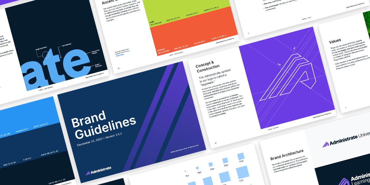 Screenshots of the branding guide.