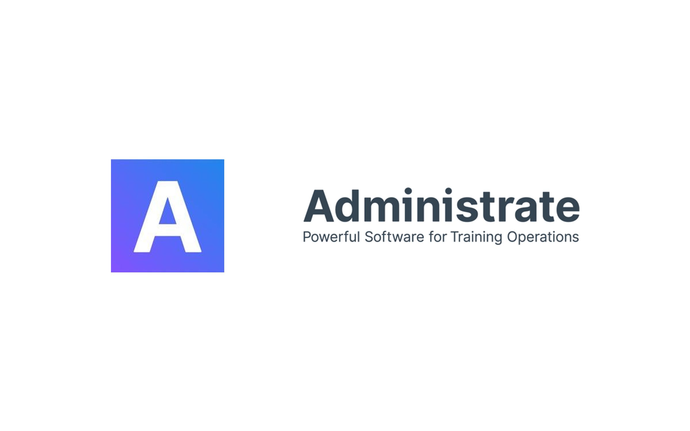 Old Administrate logomark (an A set against a gradient backdrop) and full logo with tagline.