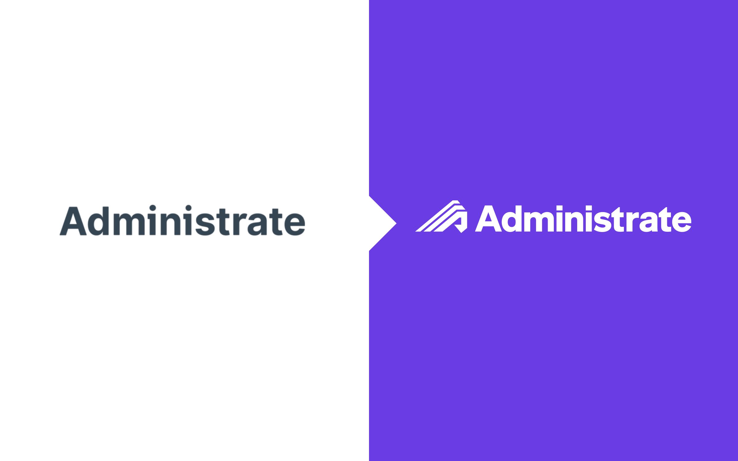 The old Administrate logo before and how it was adjusted for Administrate's next chapter.