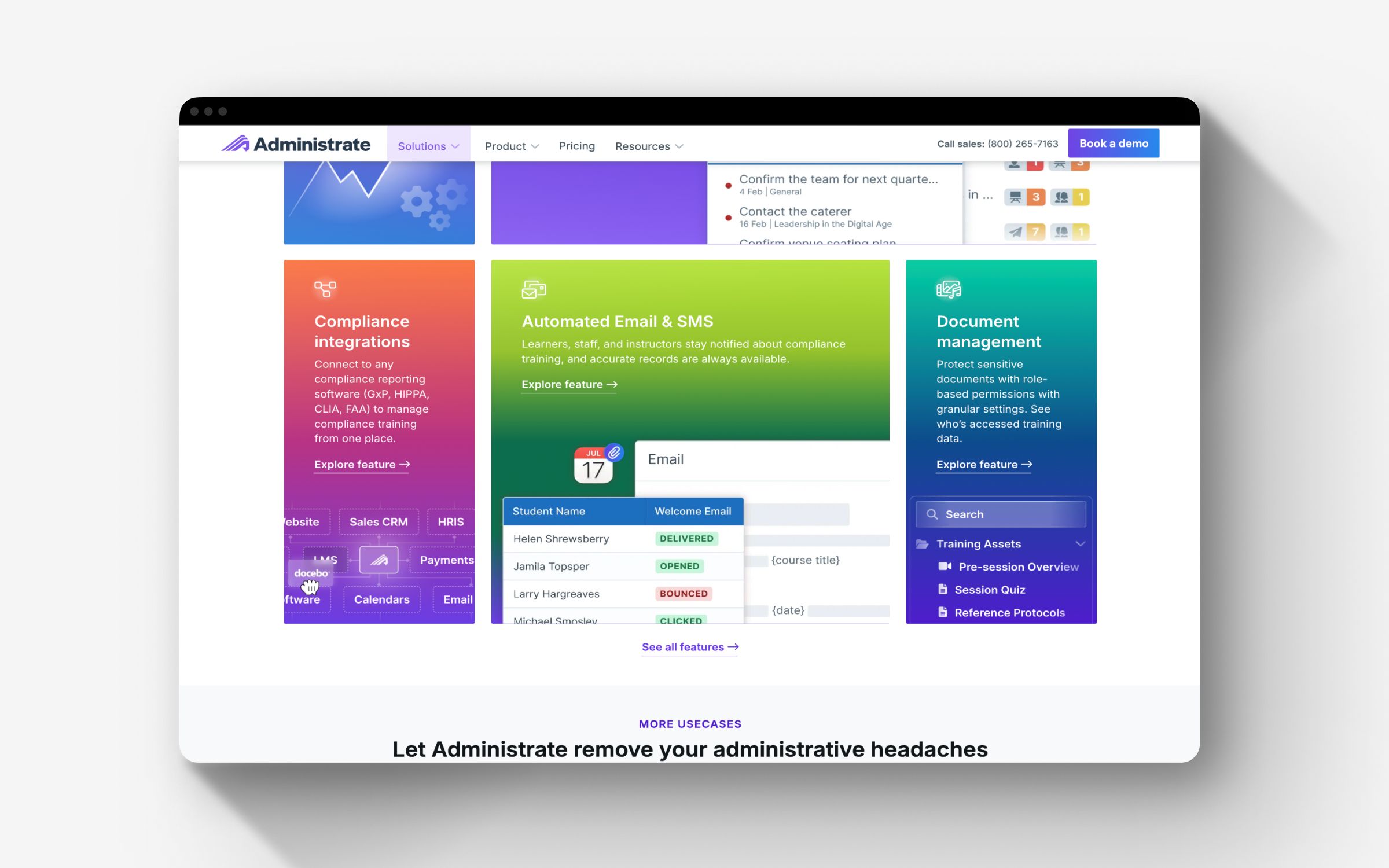 Screenshot of custom illustrations I designed on Administrate's website.