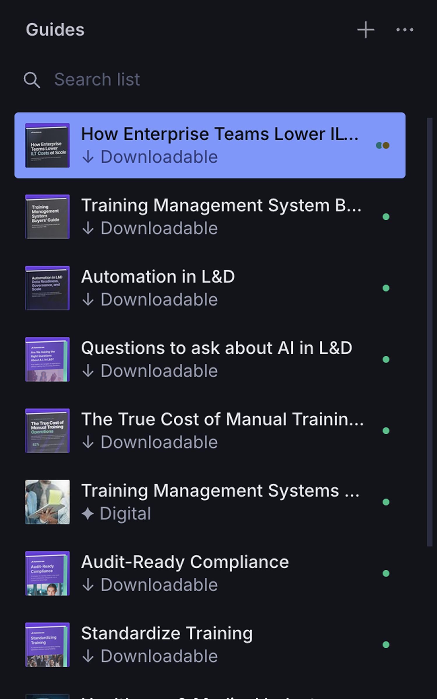 Screenshot of customizations we made within CMS for different types of guides.