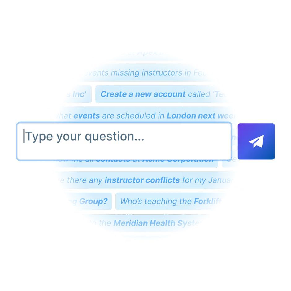 Instructor scheduling modal UI on a product features page.