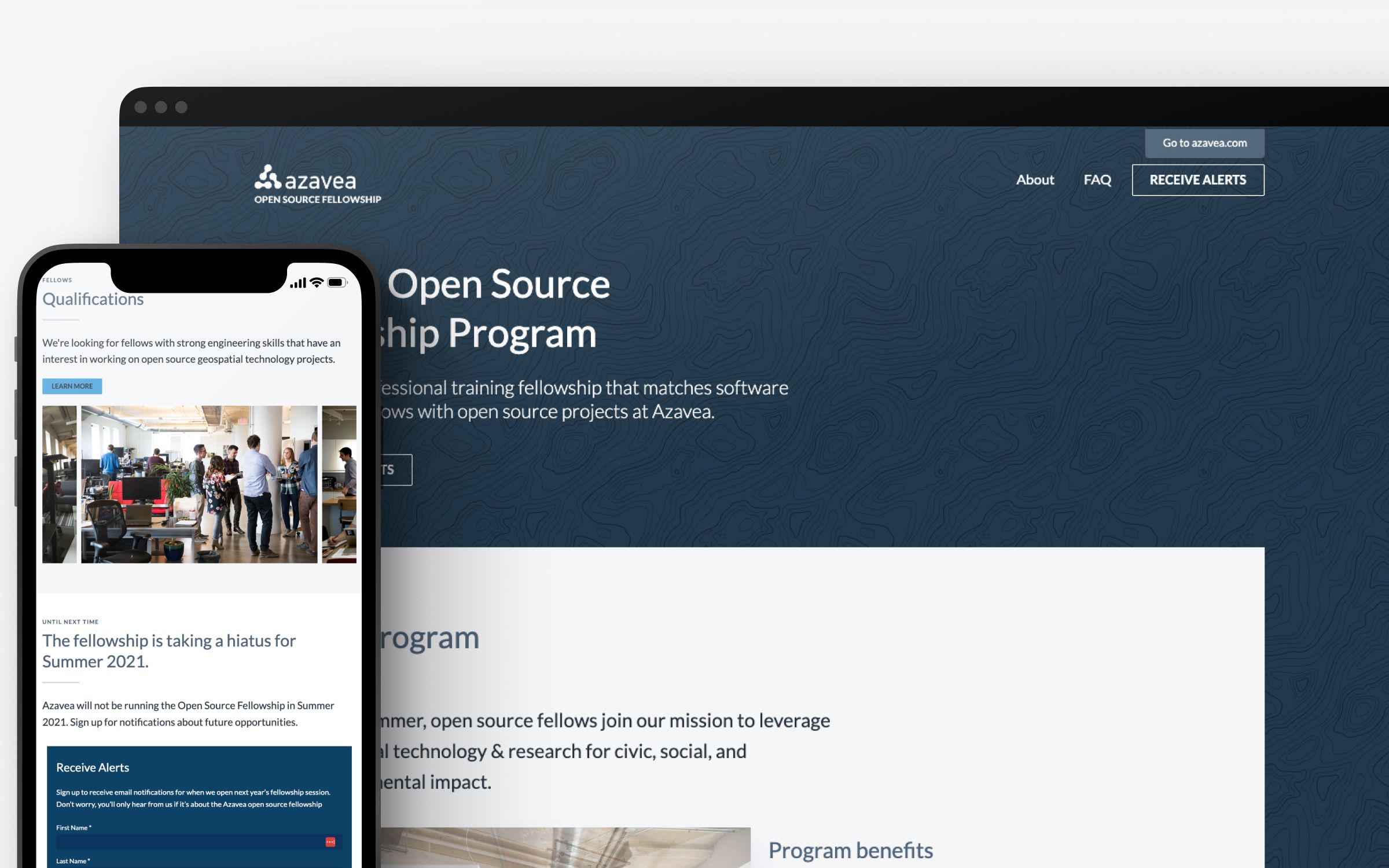 Screenshot of the new renamed Azavea Careers website in mobile view.