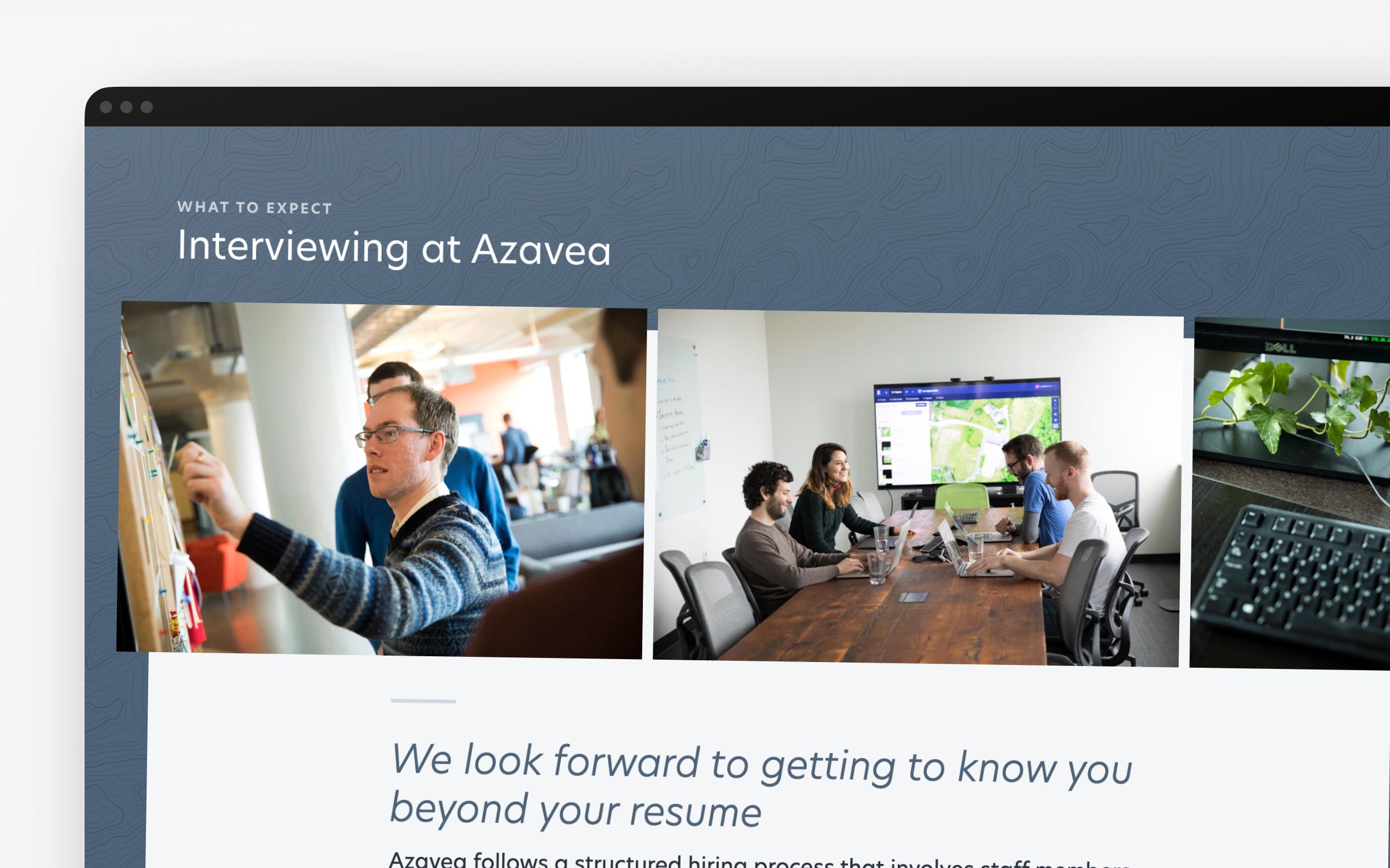 Screenshot of photos in use on the Careers microsite.