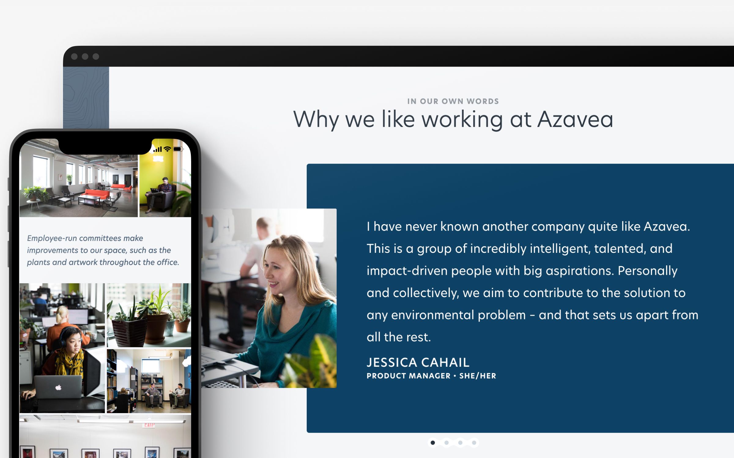 Screenshot of photos in use on the Careers microsite.