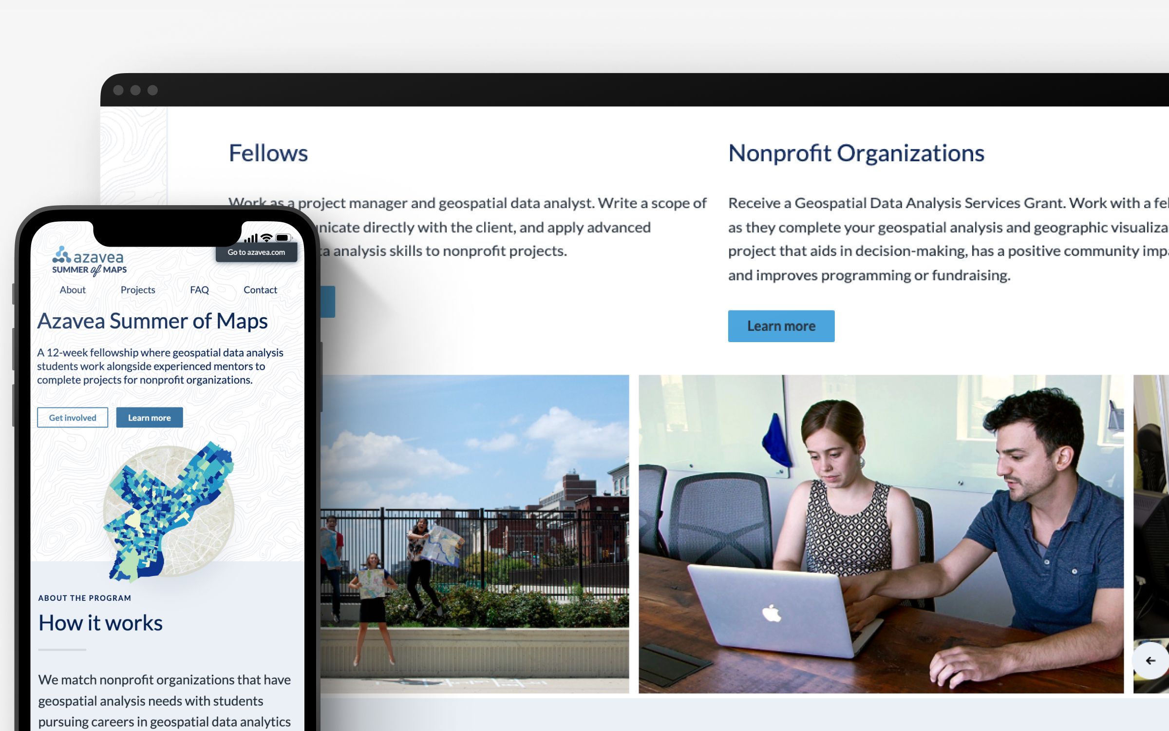 Screenshot of the new renamed Azavea Careers website in desktop view.