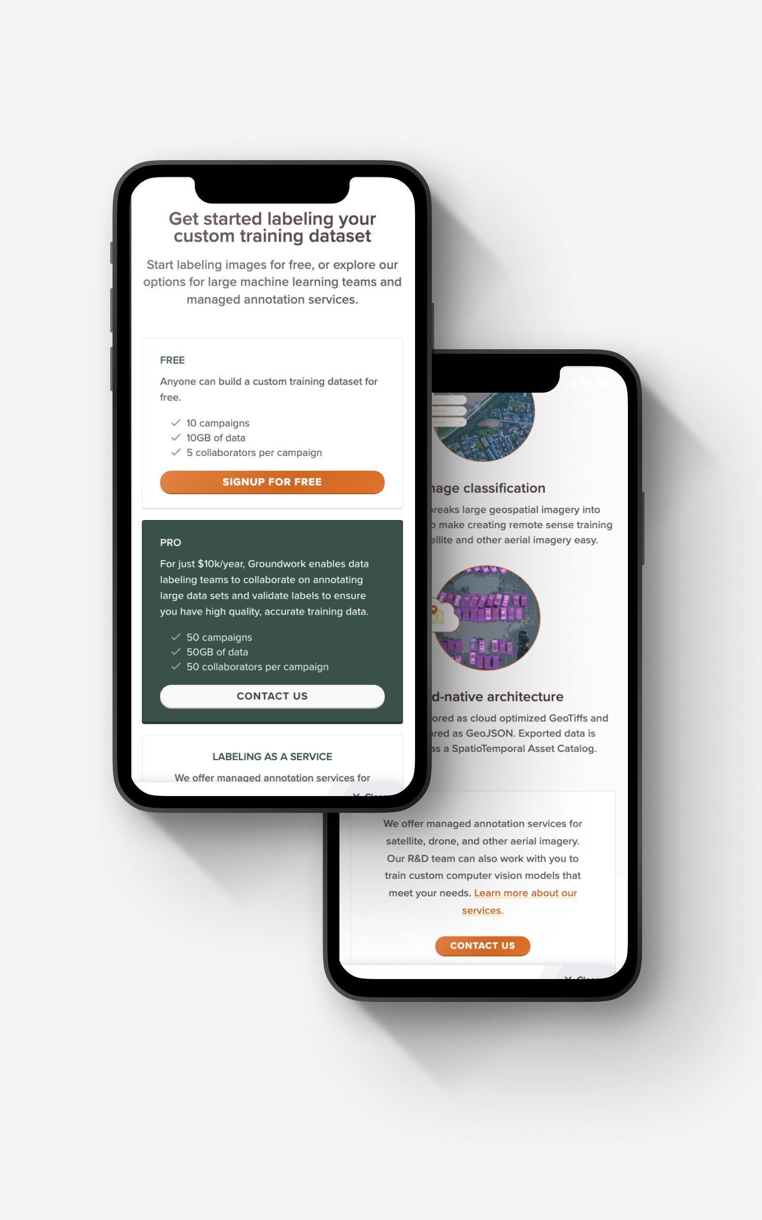 Mobile view of GroundWork webpage.