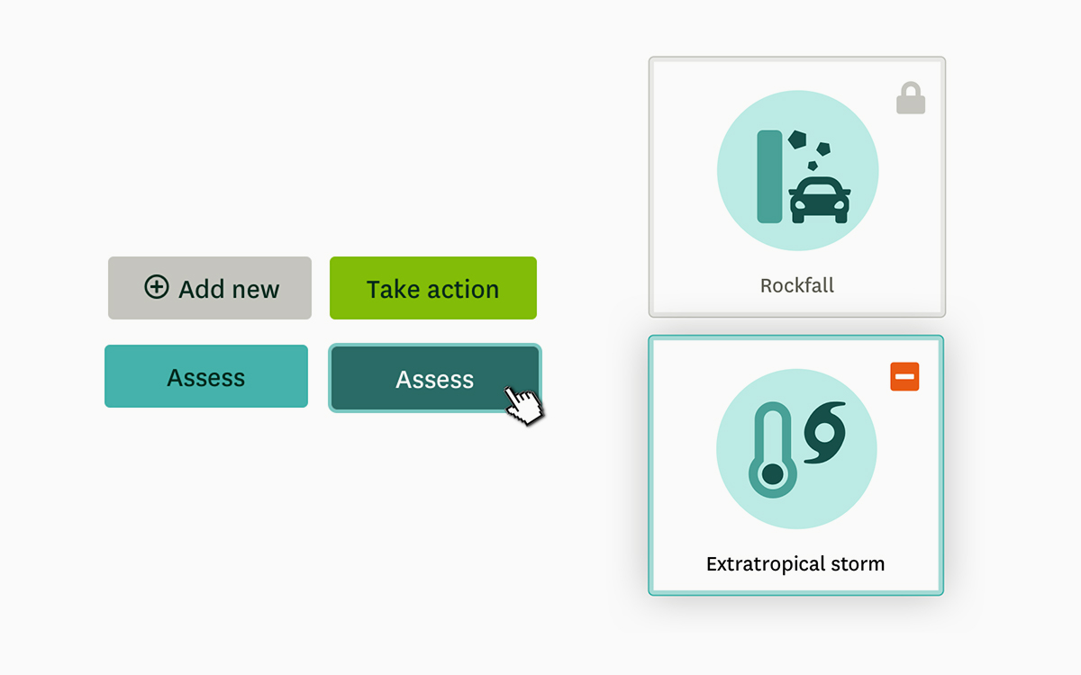 Several button styles and card styles within the application.